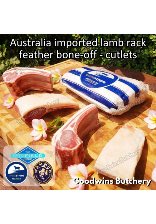 Lamb rack FEATHER BONE-OFF bandsaw cut to the order become cutlets frozen Australia WAMMCO +/- 1.2 kg 4x2ribs (price/kg)
